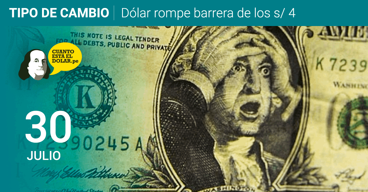 dólar rompe barrera de s/4